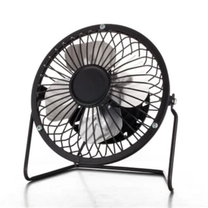 4-Inch Mini Desk Fan, Metal, USB Powered, 360° Rotation, Personal Cooling, Black - Picture 1 of 12