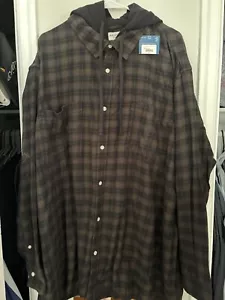 Arizona jean Co black/brown plaid hoodie Shirt men 3XL NWT - Picture 1 of 3
