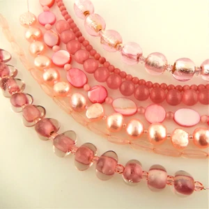7 strands of Pink pearls, gemstones, Glass, crystal beads for jewelry making - Picture 1 of 3