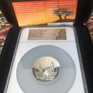 AUSTRALIA 2016-P S$8 KANGAROO HIGH RELIEF NGC PF70 ULTRA CAMEO FIRST DAY - Picture 1 of 9