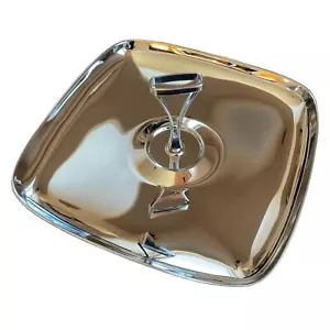 Chrome Snack Plate with Handle MCM Serving Tray Platter Fruit Dessert VTG 13” - Picture 1 of 7