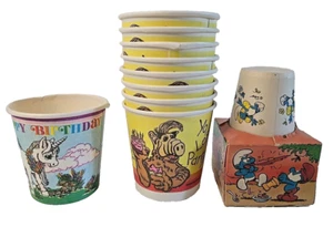 Paper Bathroom Cups Dixie Birthday Alf Smurf Unicorn Larger NOS Lot Celebrate - Picture 1 of 11