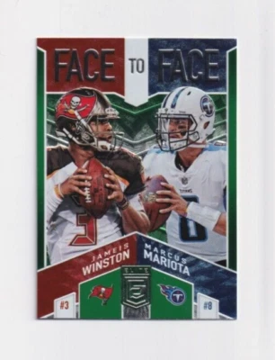2018 Donruss Elite FACE TO FACE GREEN # F2F-9 Jameis Winston & Marcus Mariota - Image 1 of 2