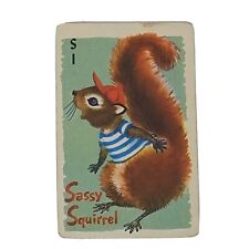 Écureuil animal anthropomorphe vintage carte à jouer rouge casquette de baseball grands yeux