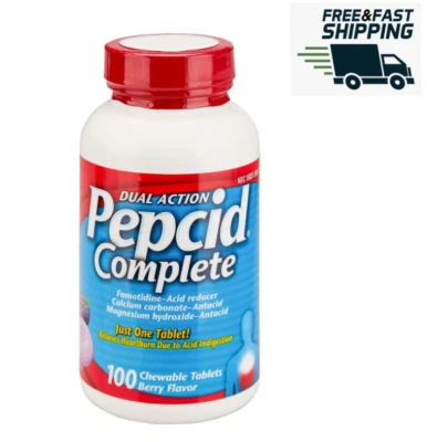 Pepcid Completo 100 ct. Sabor Baya Masticable Famotidina Doble Acción  Foto 1 de 4