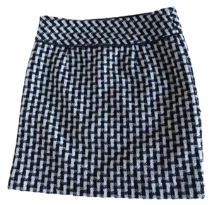 Ann Taylor LOFT Black White Houndstooth Woven Mini Skirt Size 0 Fully Lined - Picture 1 of 7