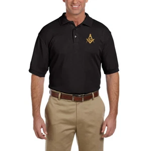 Embroidered Masonic Square and Compass Men's Polo - Picture 1 of 20