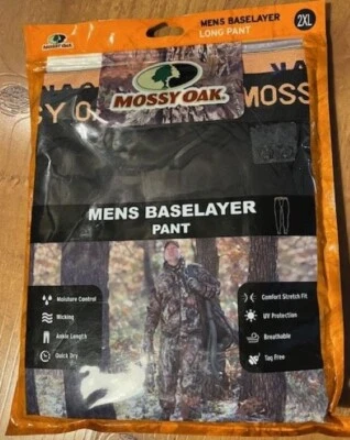 Mossy Oak Men's Base Layer Pants - Size 2XL -  Black - Image 1 of 2