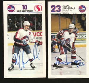 4 LOT SIGNED POSTCARDS WINNIPEG JETS DALE HAWERCHUK FREDRIK OLAUSSON JARVENPAA + - Picture 1 of 2