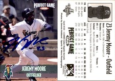 Jeremy Moore Signed 2008 Perfect Game Cedar Rapids Kernels #23 Card Auto