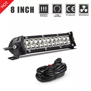 8"INCH LED Light Bar Flood Spot Combo +Wiring Kits Offroad Driving Truck SUV ATV - Picture 1 of 11