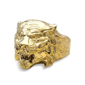 Real 14K Yellow Gold Tiger Ring XXL Heavy Mens Gold Tiger Head Ring Size 5 – 15 - Picture 1 of 8