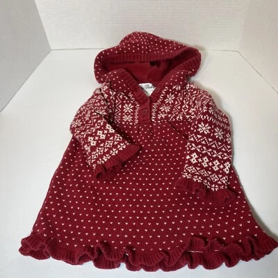 Vestido Suéter Polly Flinders Rojo Blanco Fair Isle Navidad Con Capucha Niñas 12M Foto 1 de 4