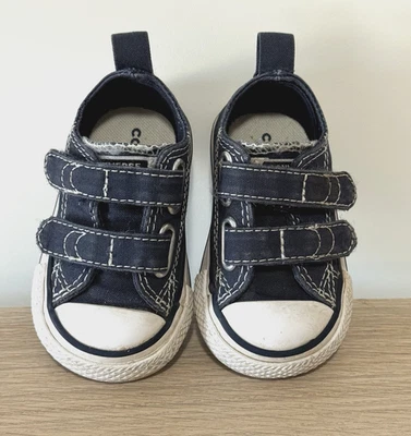 Converse Chuck Taylor All Star 2V Infant Toddler Size 2 Strap Navy Blue Low Top - Image 1 of 4
