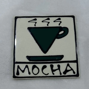 Vintage Mocha Ceramic Art Tile Trivet Wall Decor Wall Hanging Rare - Picture 1 of 3