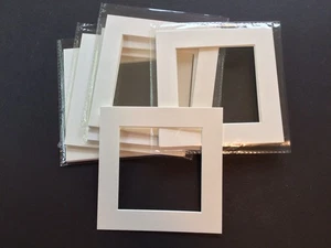 5.9" x 5.9" Picture Mat, Bevel Cut Frame Mats for 4" x 4", White 20 Pieces - Picture 1 of 3