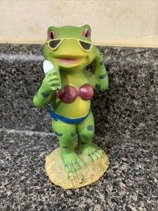 Frosch Harz Figur im Bikini mit Eistüte 5" groß - Bild 1 von 6