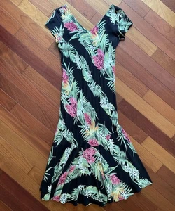Vintage Kaua’iana Hawaii Blumen Midikleid Y2K 90er Urlaub Resort Strand Trompete S - Bild 1 von 7