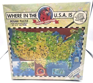 Where in the USA IS Carmen Sandiego 300 PC Jigsaw Puzzle Game NEW Vintage 1993 - Picture 1 of 5