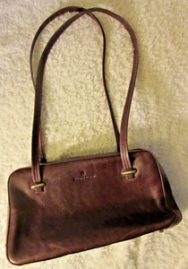 Vintage Etienne Aigner Burgundy Leather Handbag Purse Stamped Logo - Picture 1 of 13