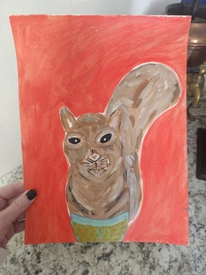 9 X 12 дюймов Maxwell Funky белка ношение брюки картина на бумаге   - Изображение 1 из 4