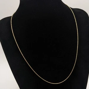 Delicado collar de cadena de cuerda minimalista de oro amarillo de 14k 18 pulgadas 1,17 g 0,8 mm - Imagen 1 de 4