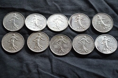LOT 5 francs semeuse argent  - Photo 1/3