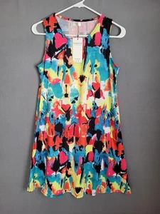 SimpleFun Summer Dress Womens Boho Beach Floral Tshirt Sundress Pockets Small - Picture 1 of 6