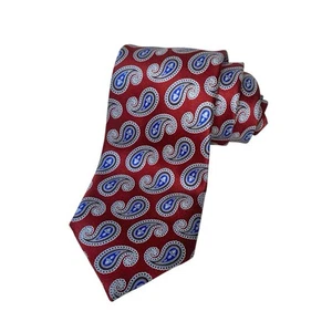 Ermenegildo Zegna for Neiman Marcus Men's Silk Tie Red Blue Paisley Necktie - Picture 1 of 8