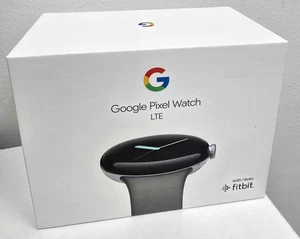Google Pixel Watch LTE srebrna obudowa ze stali nierdzewnej, opaska węglowa *NOWA ZAPIECZĘTOWANA* - Zdjęcie 1 z 9