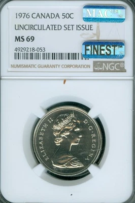 1976 CANADA 50 CENTS NGC MS69 PQ MAC FINEST GRADED SPOTLESS POP-2  * - Image 1 of 4