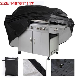 Grillabdeckung BBQ Grill Abdeckhaube Brenner Gasgrill Schutzhülle Haube Schwarz - Bild 1 von 12