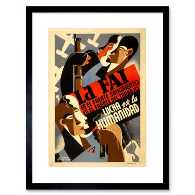 WEE BLUE COO War Spanish Civil FAI CNT Worker Union Fight For Humanity Framed Wall Art Print
