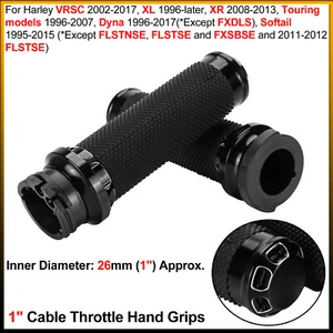 1 Pair 1" Cable Throttle Hand Grips - For Harley VRSC/XL/XR/Dyna/Softail/Touring - Picture 1 of 13