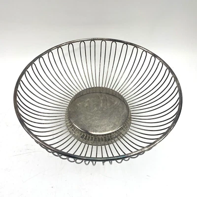 Vintage Drahtschale Metall Silberfarben 50er Jahre Design Ø 30 cm Obstkorb - Bild 1 von 4