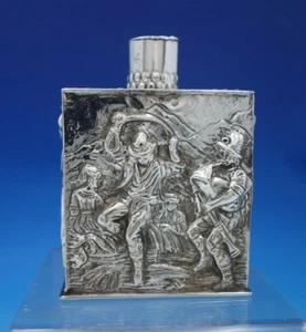 Dutch Sterling Silver Tea Caddy w/ Figural Dutch Scenes 5" x 3 1/2" x 2" (#6779) - Picture 1 of 13