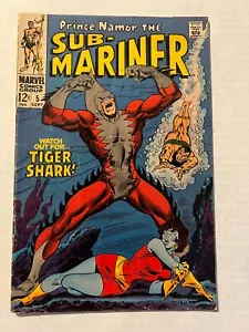 PRINCE NAMOR: THE SUB-MARINER #5 1ST APP OF TIGER SHARK JOHN BUSCEMA ART 1968 - Picture 1 of 6