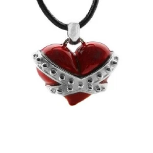 Rompe corazones, corazón con correa de cuero, joyas de plata, joyas, corazón rojo, Big Red Punk - Imagen 1 de 2