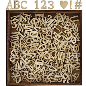 Wooden Alphabet Letter Cutouts with Numbers Symbols Shadow Box Set for DIY Craft