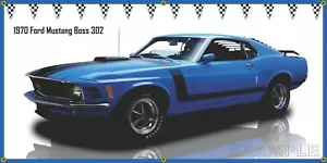1970 Ford Mustang Boss 302 BLUE BLACK GARAGE SCENE BANNER SIGN MURAL ART - Picture 1 of 1