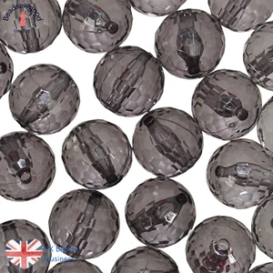 10 Large Round Faceted Clear Grey Beads 18mm Beading Jewellery Making - Picture 1 of 4