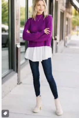 Suéter ONLY MINE %100 Cachemira Berenjena Púrpura Cuello Barco Talla Pequeña Xs Excelente Foto 1 de 4