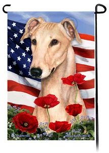 Patriotic Flowers Garden Flag - Cream Greyhound - Picture 1 of 1