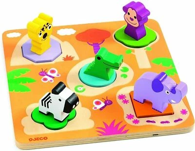 Djeco Mati Wooden Puzzle Multicolour (Baby 1 Year+) 5 character shapes DJ01045 - Изображение 1 из 2