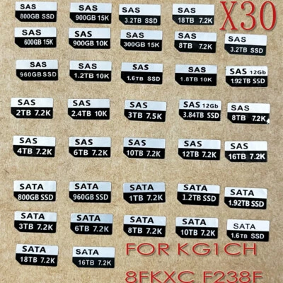 30PCS 8FKXC KG1CH Tray Caddy Adhesive Stickers Labels FOR G13 HDD Stickers - Image 1 of 4