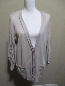 Ann Taylor Women's size Large Cream Button Down Cardigan Sweater with Pockets - Picture 1 of 8