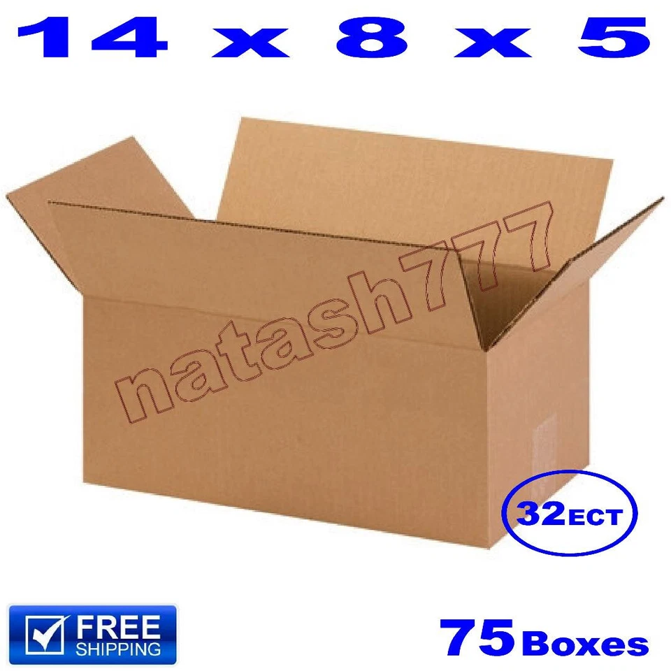 75 - 14x8x5 Cardboard Boxes 32-ECT Mailing Packing Shipping Corrugated Carton - Image 1 of 1