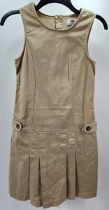 Old Navy Girls Khaki Tan Slim Pleated Sleeveless Uniform Dress Size Large 12 - Picture 1 of 8