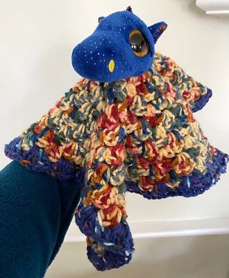 Manta de seguridad extraíble hecha a mano Lovey azul dinosaurio ganchillo muñeca peluche 12" Foto 1 de 2
