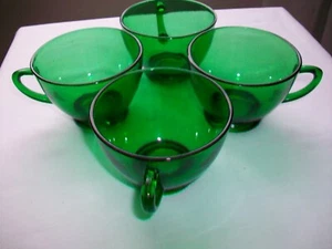 4 VINTAGE ANCHOR HOCKING SNACK / PUNCH CUPS FOREST GREEN 6oz, - Imagen 1 de 3